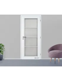 Jednokrídlové laminátové dvere DOORNITE SKLO 4/5 PLUS - CPL Biela premium