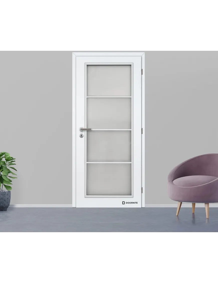 Jednokrídlové laminátové dvere DOORNITE SKLO 4/5 PLUS - CPL Biela premium